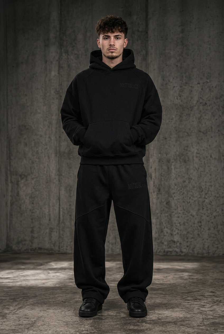 CORE BLACK TRACKSUIT front-view product photo